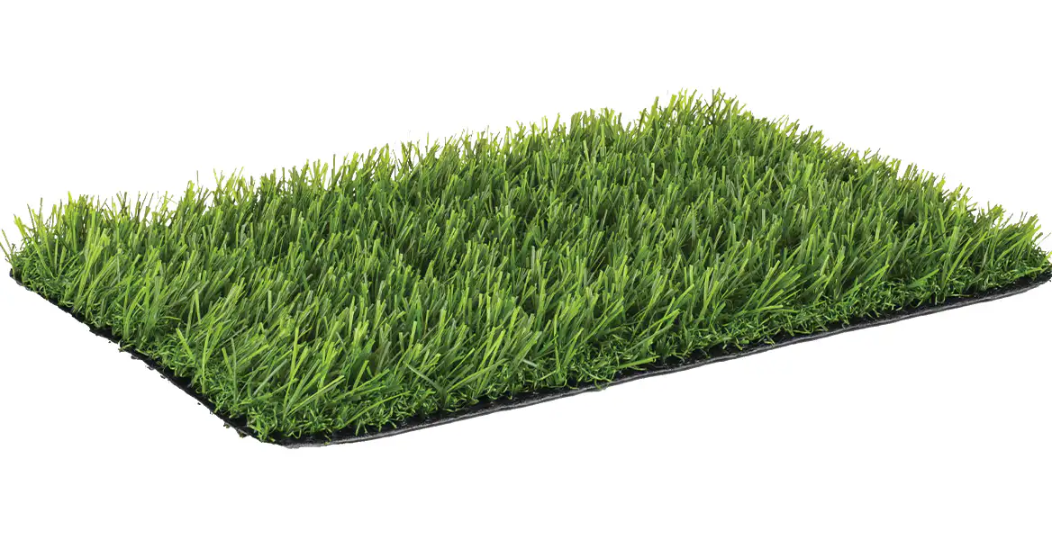 Dense artificial grass sample suitable for landscaping and recreational areas