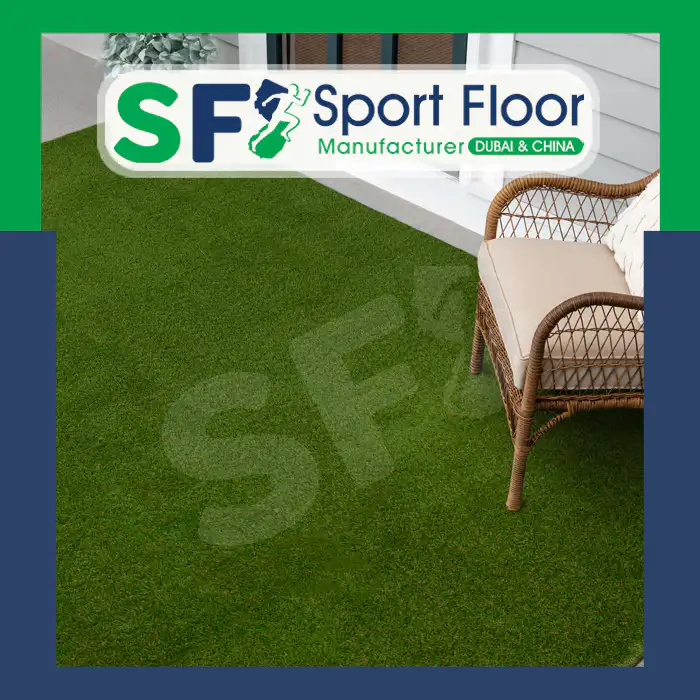 Artificial grass installed beside an outdoor seating area