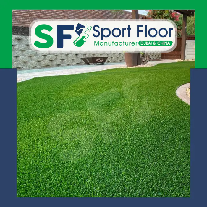 Dense artificial grass used in a landscaped backyard