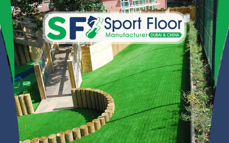 Short-pile artificial grass installed within an outdoor recreation area