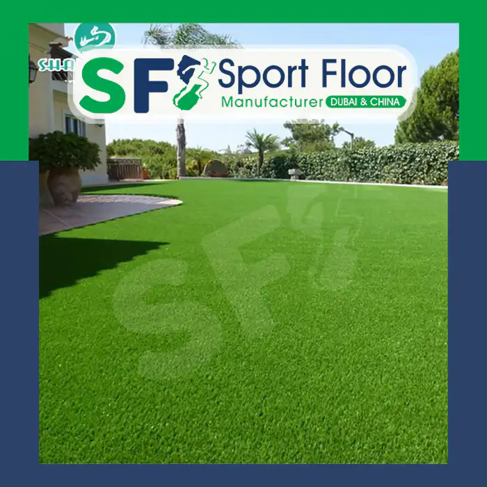 Wide villa garden covered with artificial grass