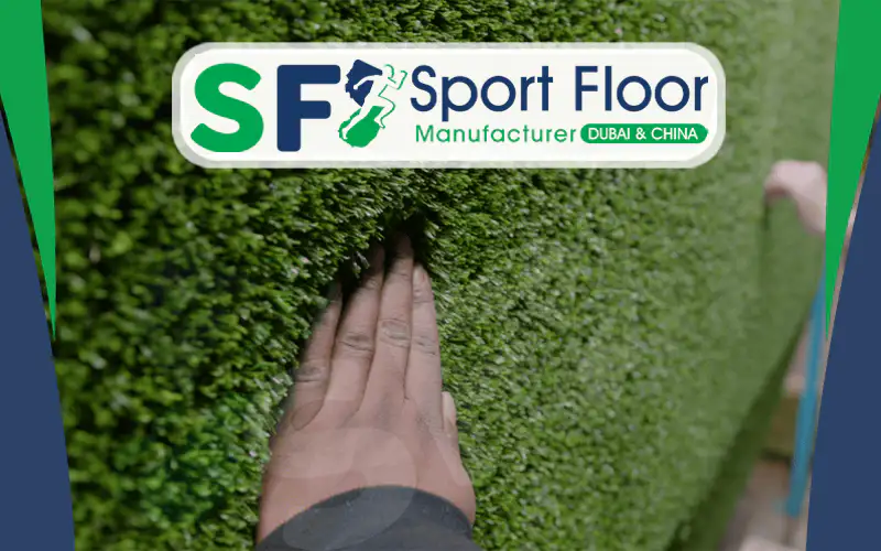 Artificial grass roll being checked by hand
