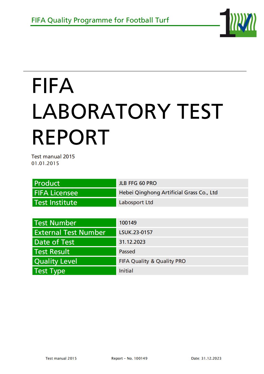 FIFA Quality - Sports Turf Performance Standards