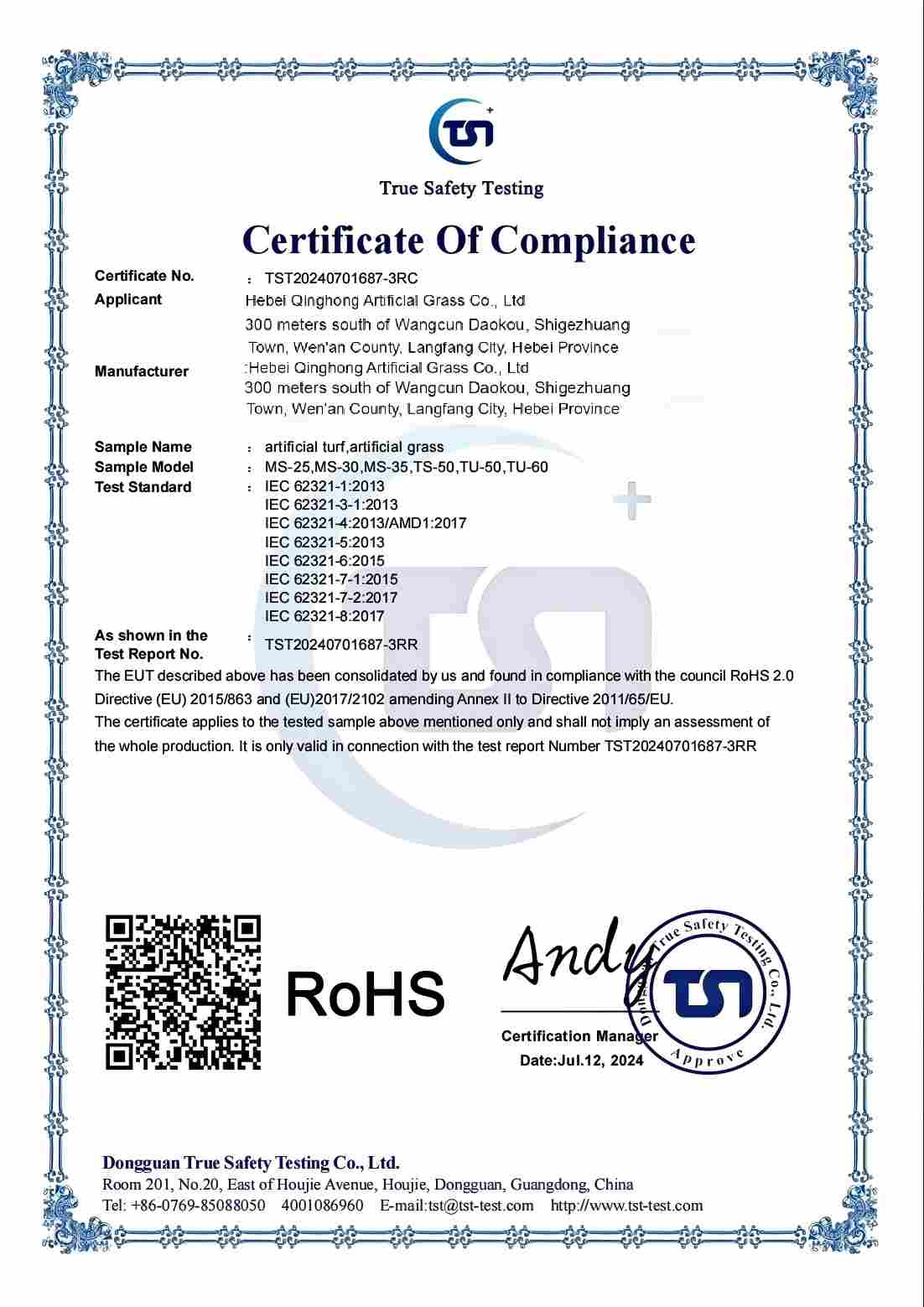 RoHS Compliant - Hazardous Substances Restriction