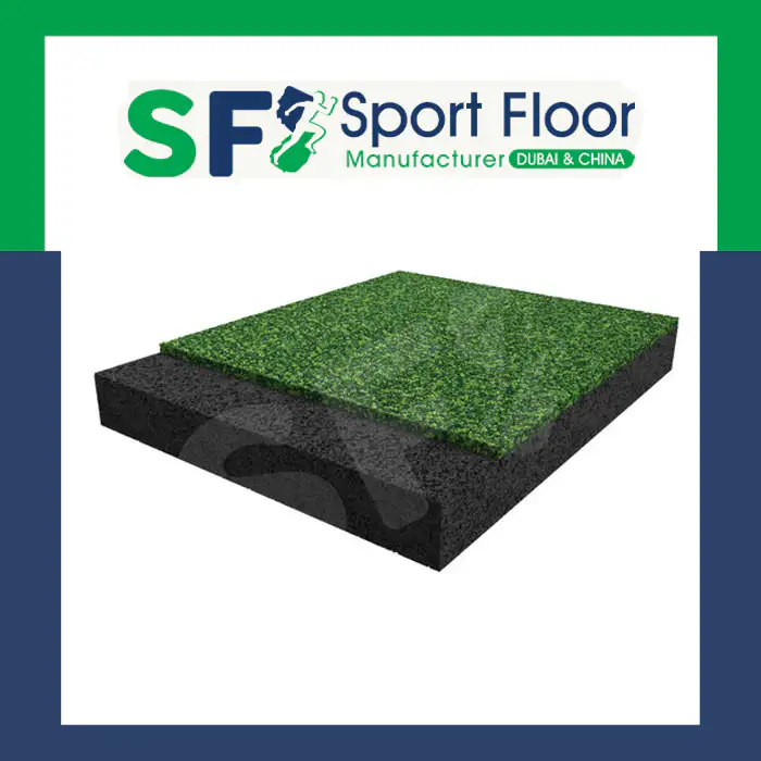Green and black porous sports surface system sample
