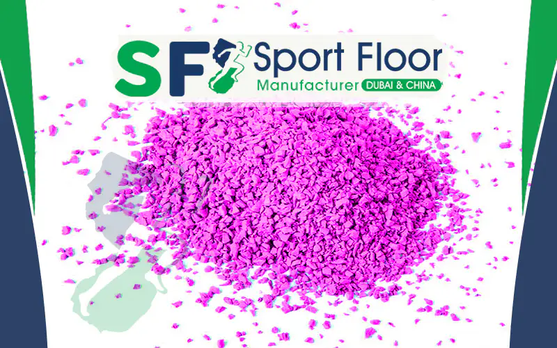 Pink colored rubber granules for sports surface systems