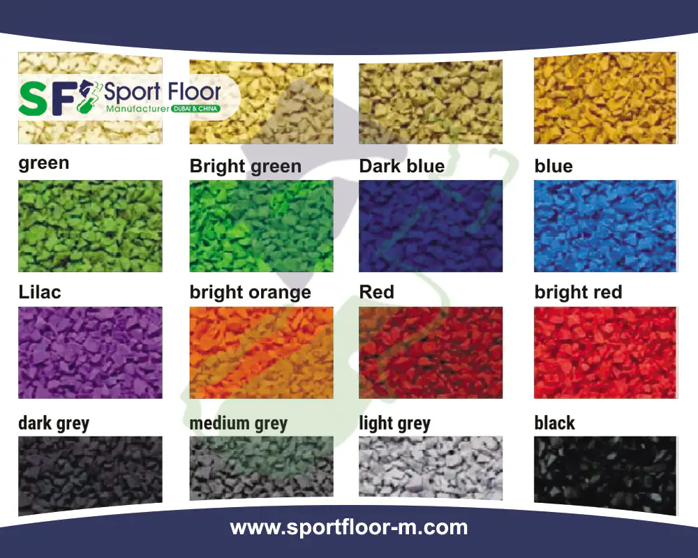 Sports surface granule color chart
