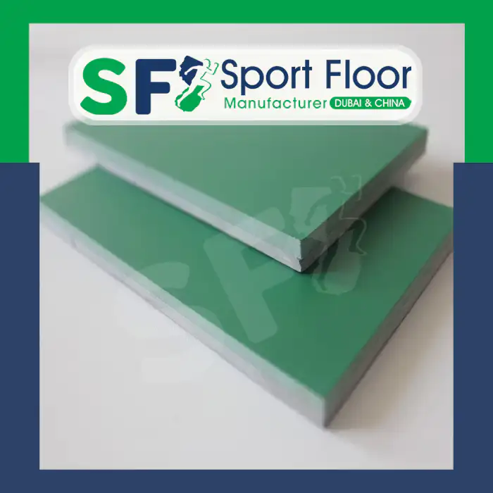 Section samples showing several layers of an acrylic sports-court system