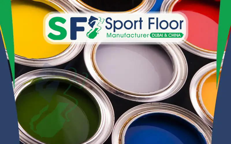 Open containers showing several acrylic court material colors