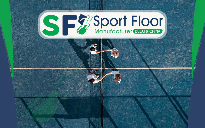 Overhead view of players on an artificial grass padel court