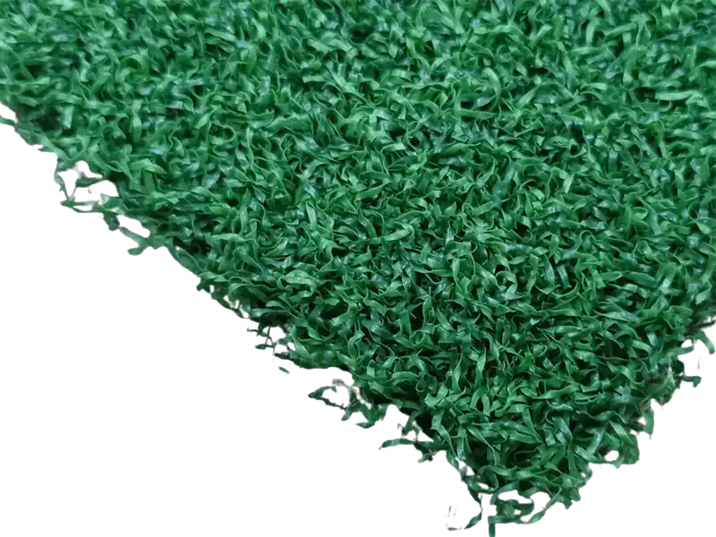 Dense curled artificial golf turf sample