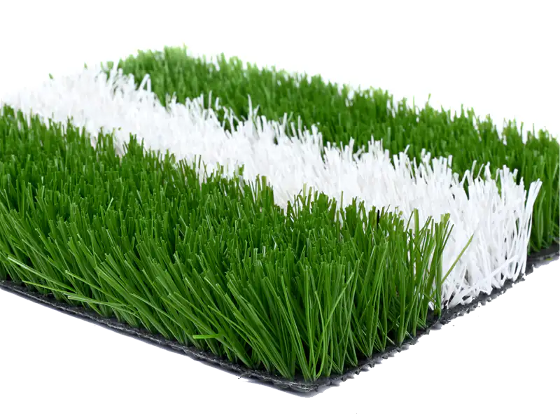 Football artificial grass sample with an integrated white line
