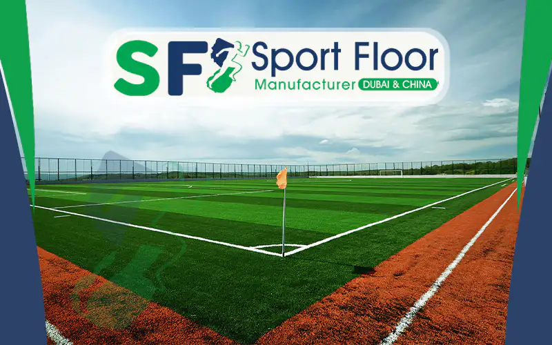 Artificial football pitch viewed from the corner flag
