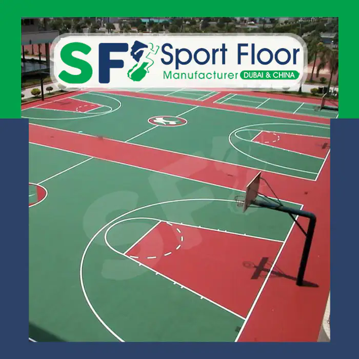 Green and red acrylic basketball court complex
