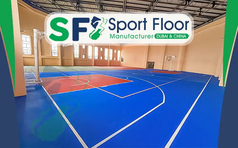 Indoor blue acrylic basketball and multi-sport court