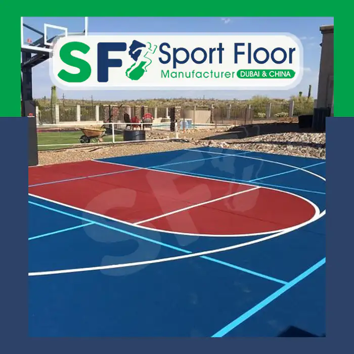 Blue and red acrylic multi-use basketball court