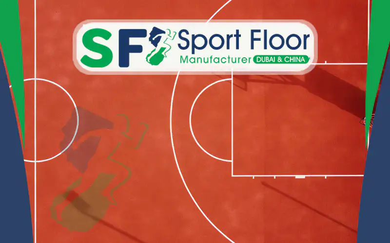 Red basketball court surface with white key markings