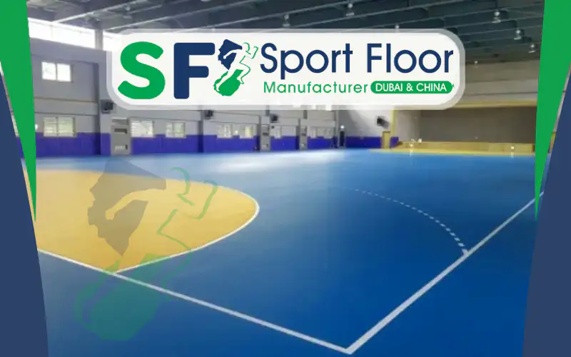 Outdoor polyurethane handball court with goals and contrasting color zones