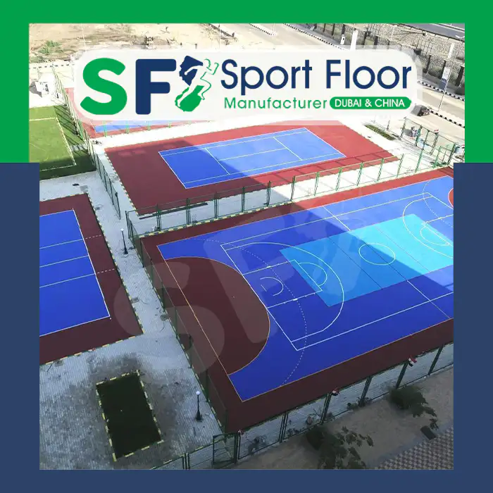 Outdoor sports complex containing several acrylic courts
