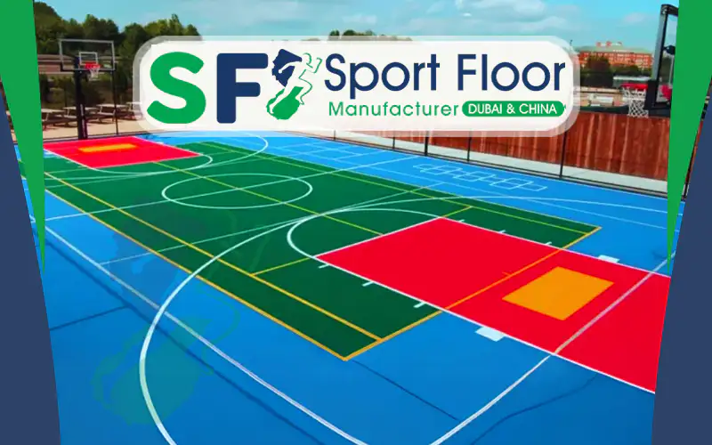 Green, blue and red outdoor multi-sport acrylic court