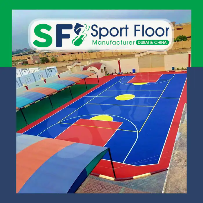 Blue and red recreational multi-sport acrylic court