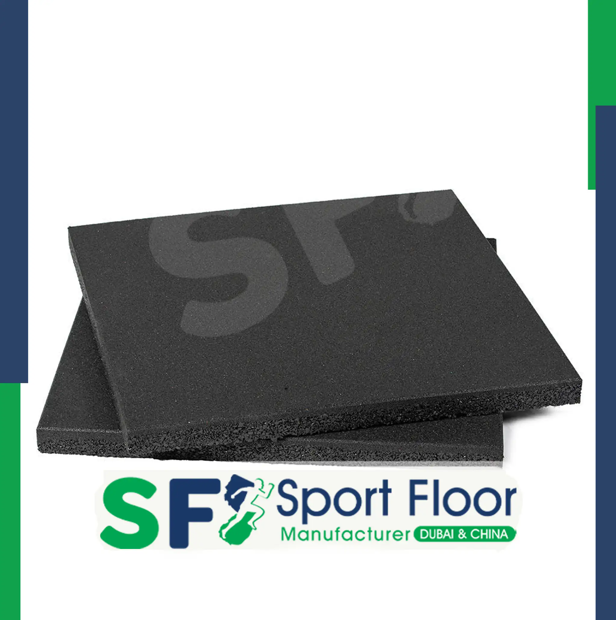 بلاط مطاط 2 سم اسود - الصورة 2