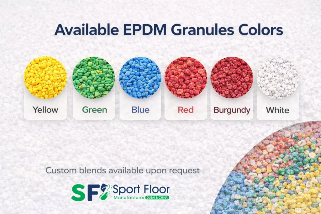 Available EPDM granules colors chart Available EPDM granules colors chart