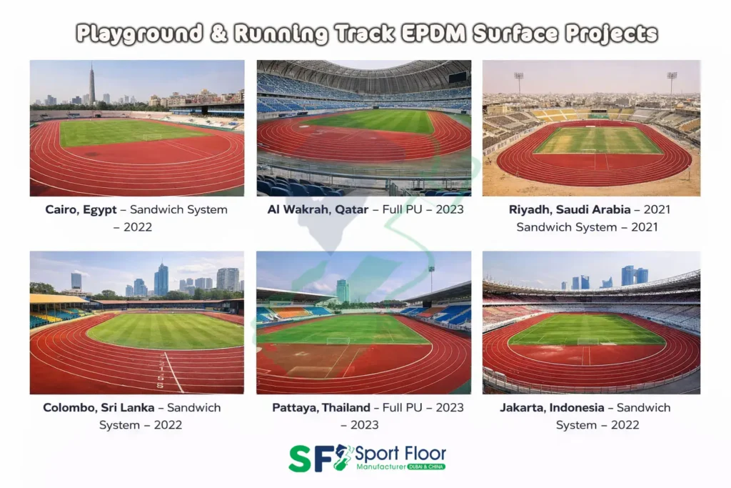 Playground & Running Track EPDM Surface Projects Installed surface: Our Projects For Playground & Running Track EPDM Surface