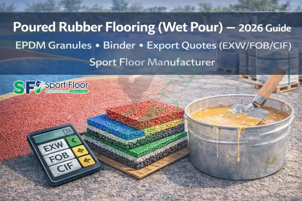 Poured rubber flooring wet pour guide EPDM granules binder export quotes