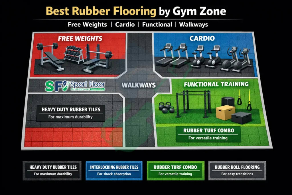 Best gym rubber flooring by zone free weights cardio functional walkways