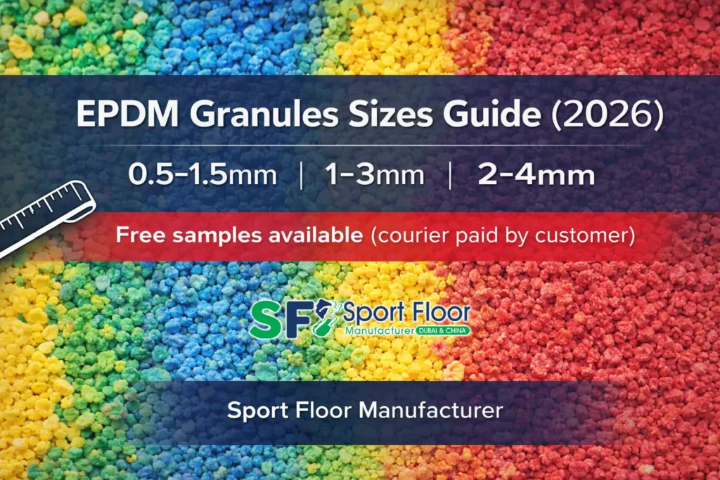 How EPDM granules size affects surface finish 0.5-1.5mm 1-3mm 2-4mm