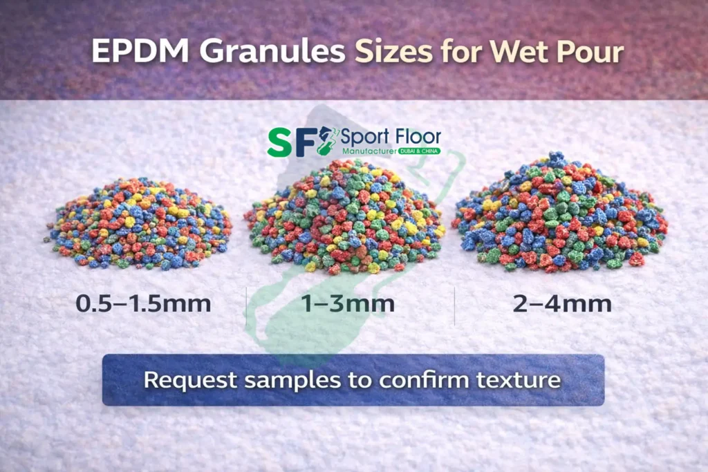 epdm granules sizes for wet pour 0 5 1 5 1 3 2 4 EPDM granules sizes for wet pour 0.5-1.5mm 1-3mm 2-4mm