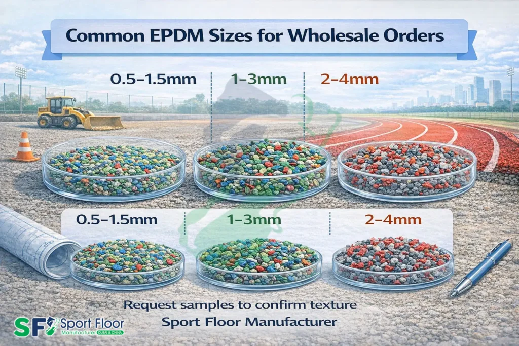 Common EPDM granules sizes for wholesale 0.5-1.5mm 1-3mm 2-4mm