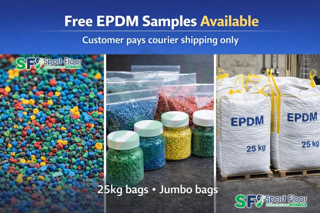 free epdm granules samples packaging 25kg jumbo Free EPDM granules samples packaging 25kg bags jumbo bags