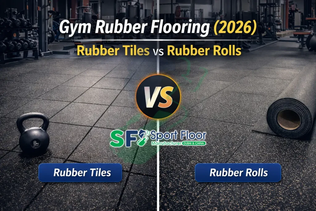 Gym rubber flooring guide comparing rubber tiles vs rubber rolls