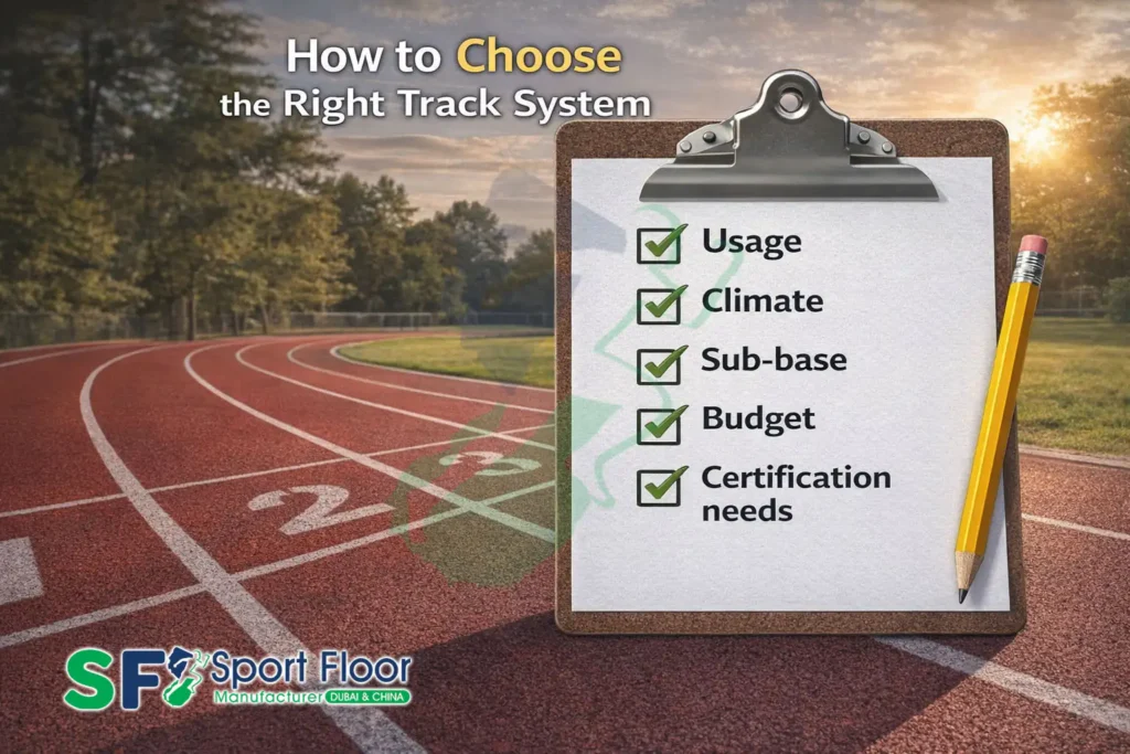 how to choose running track system checklist How to choose running track system checklist usage climate sub-base budget