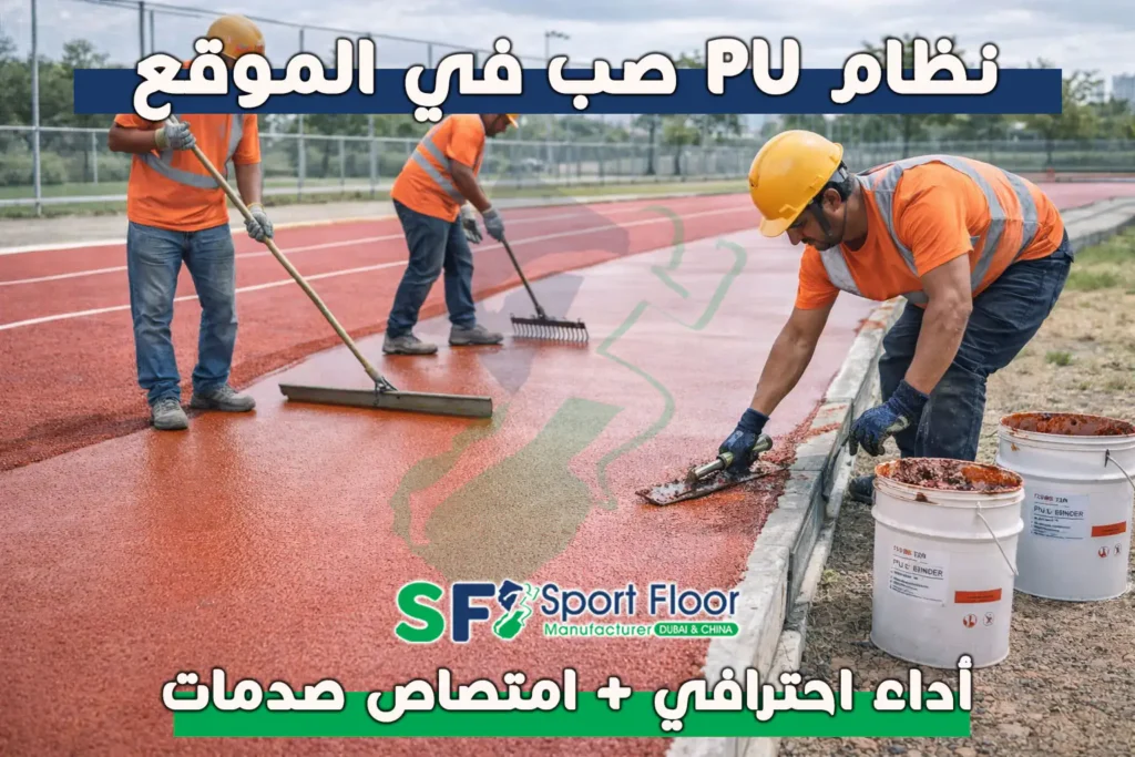 تنفيذ أرضية مضمار جري PU صب في الموقع – سبورت فلور