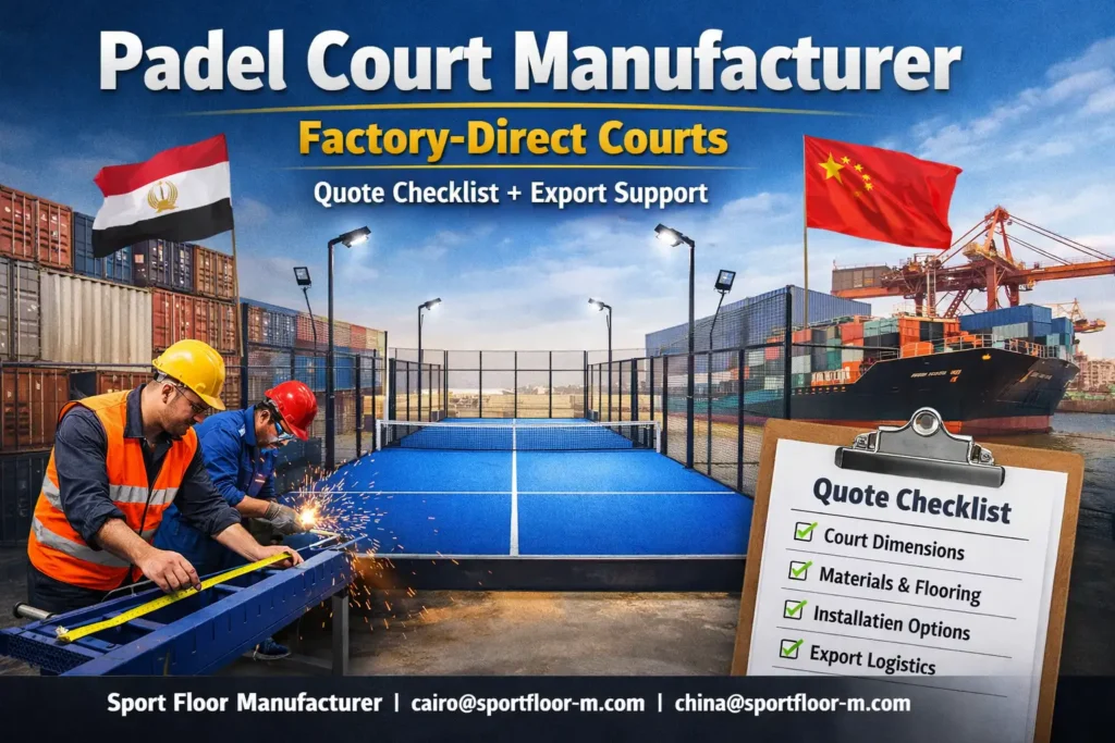padel court manufacturer factory direct china egypt quote checklist sport floor Padel court manufacturer factory direct courts with quote checklist and export support