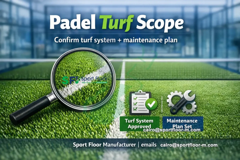 padel turf scope confirm system maintenance sport floor Padel turf scope confirm turf system and maintenance planning for padel courts
