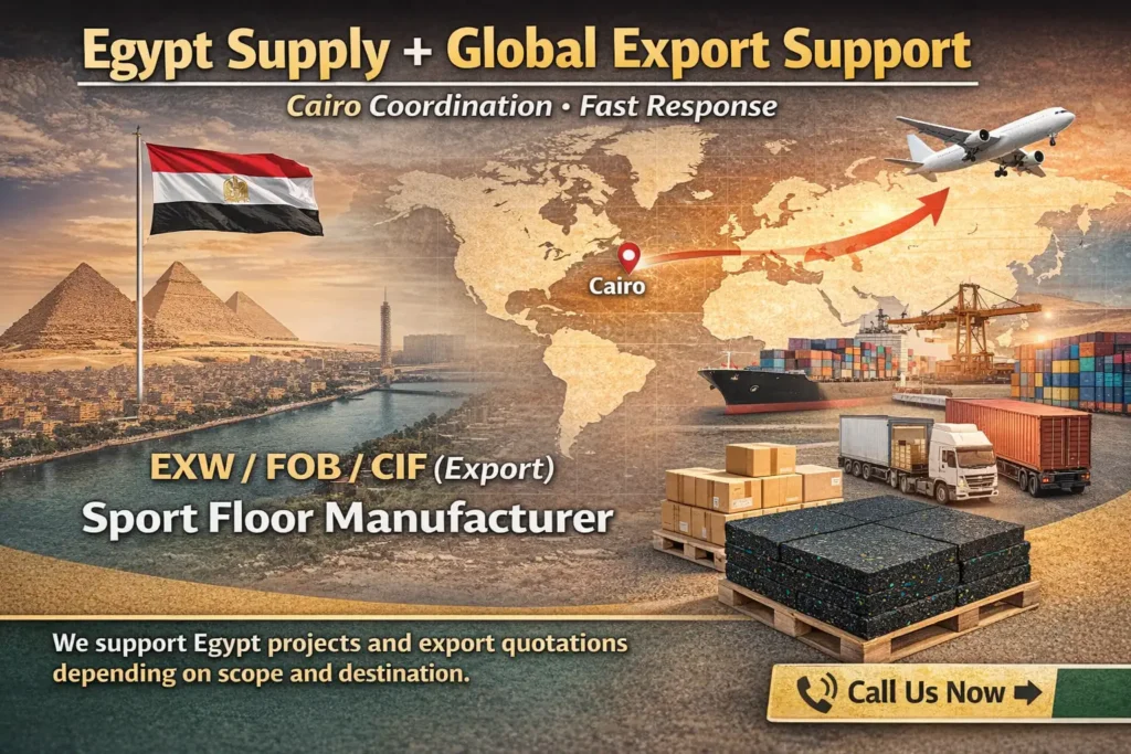 Rubber flooring Egypt supply and global export support from Cairo with EXW FOB CIF