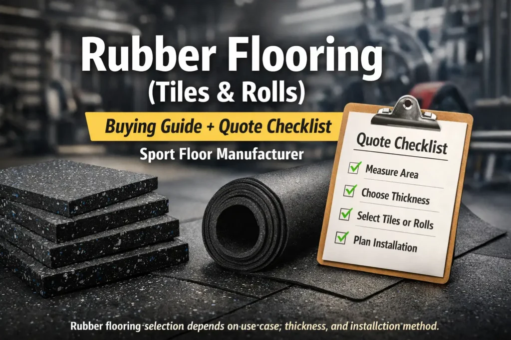 Rubber flooring tiles and rolls buying guide with quote checklist by Sport Floor Manufacturer