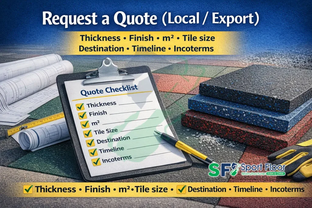 rubber tiles quote checklist thickness finish m2 incoterms Rubber tiles quote checklist thickness finish m2 tile size destination incoterms