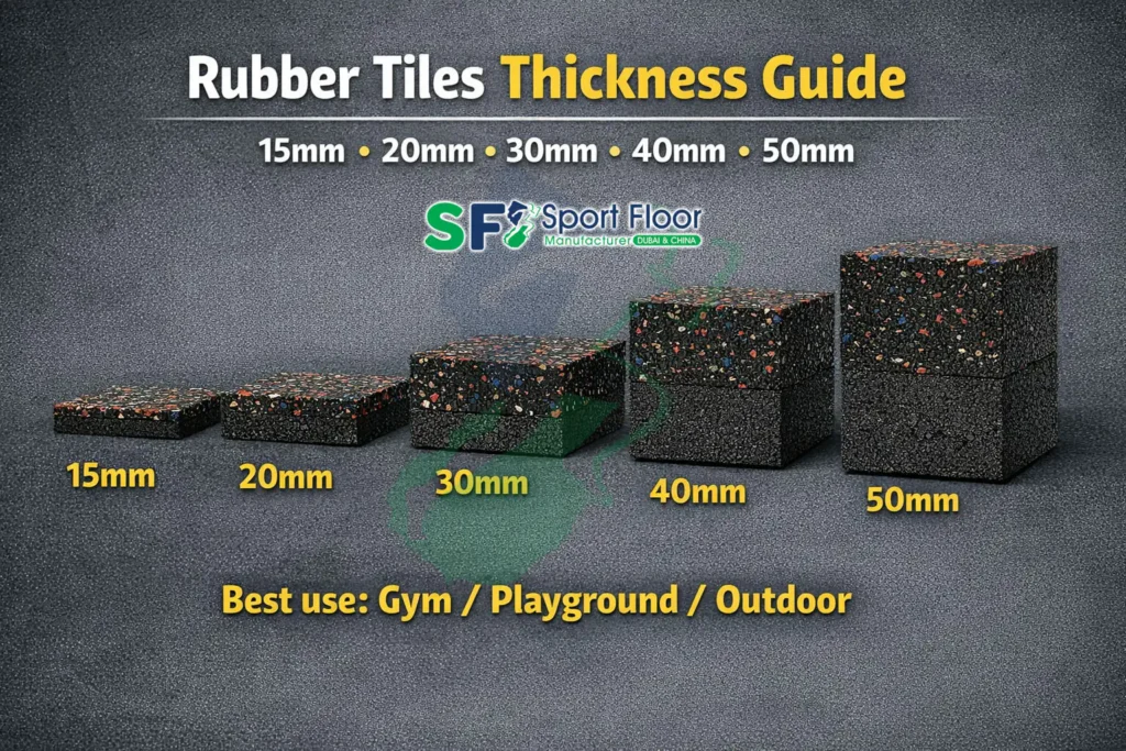 rubber tiles thickness guide 15mm 20mm 30mm 40mm 50mm Rubber tiles thickness guide 15mm 20mm 30mm 40mm 50mm