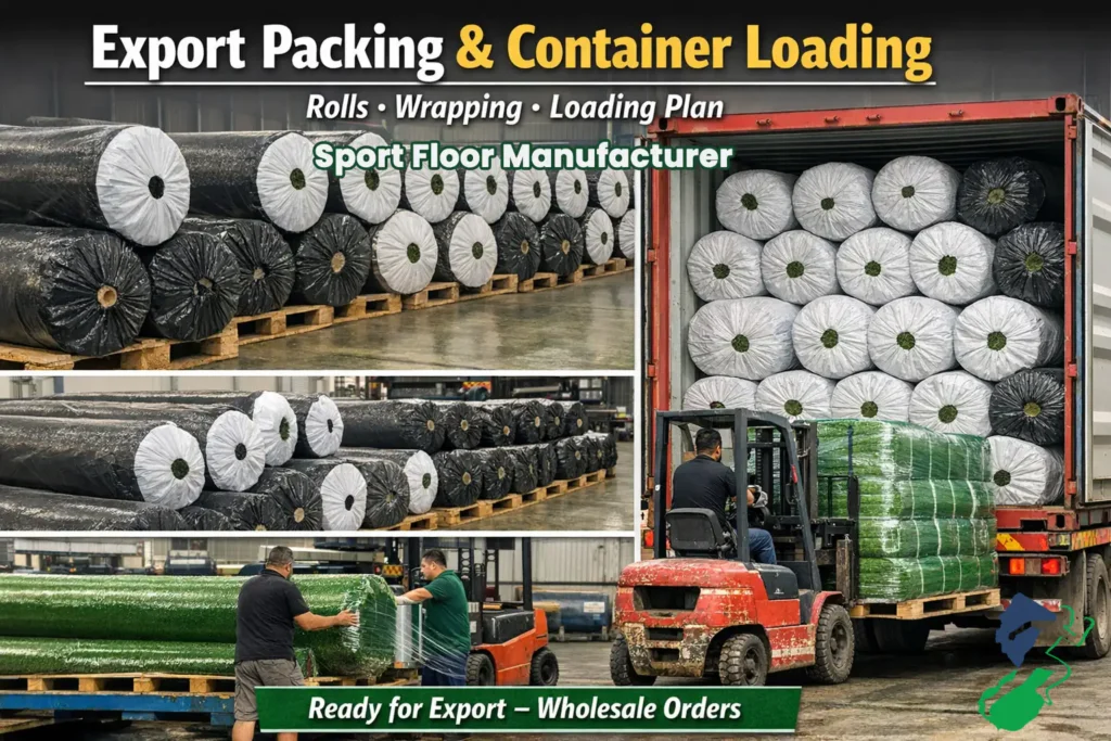 Artificial grass wholesale export packing and container loading proof