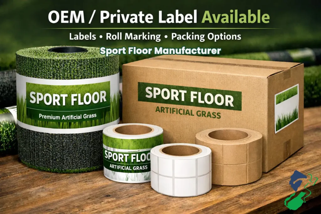 OEM private label artificial grass wholesale packing labels and roll marking options