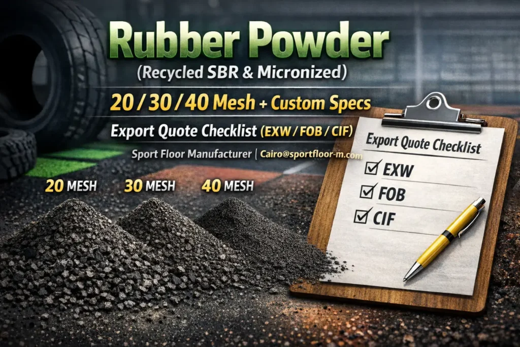 Rubber powder recycled SBR and micronized mesh sizes 20 30 40 export quote checklist