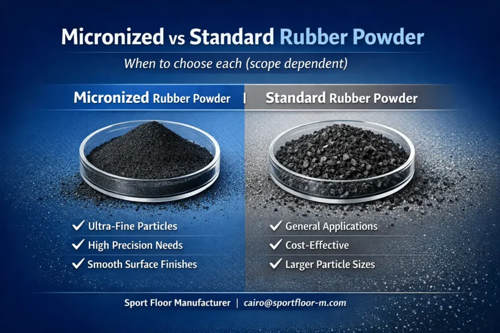 Micronized rubber powder vs standard mesh rubber powder buyer comparison
