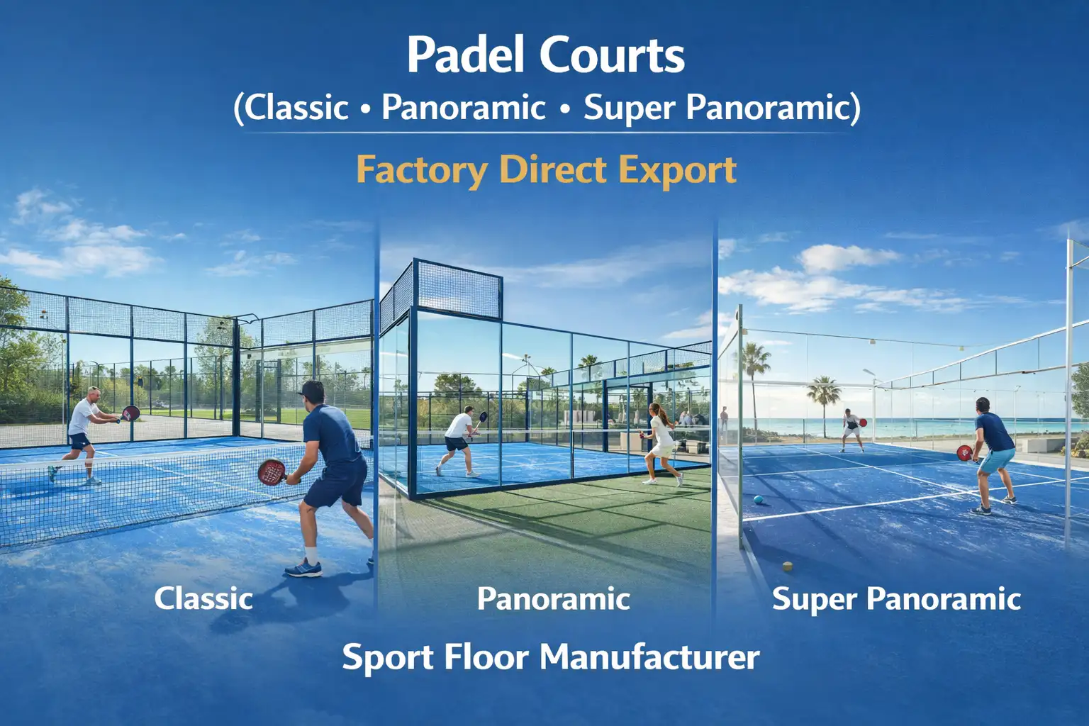 Padel Courts Manufacturer – Classic, Panoramic & Super Panoramic Models Factory Direct Export