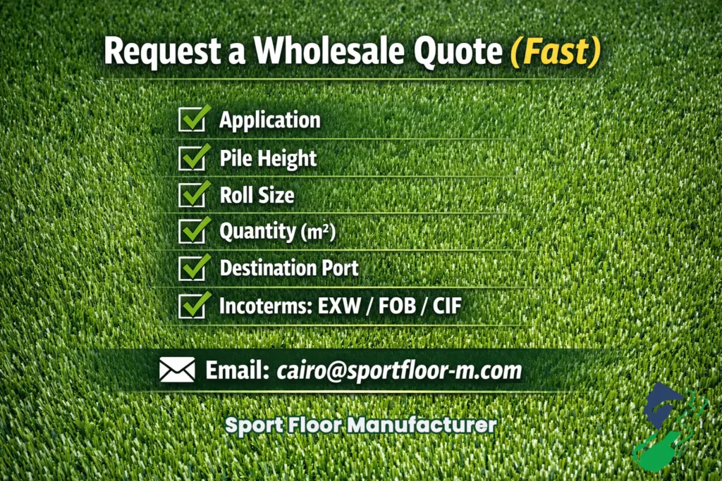 Request artificial grass wholesale quote checklist with incoterms and destination port