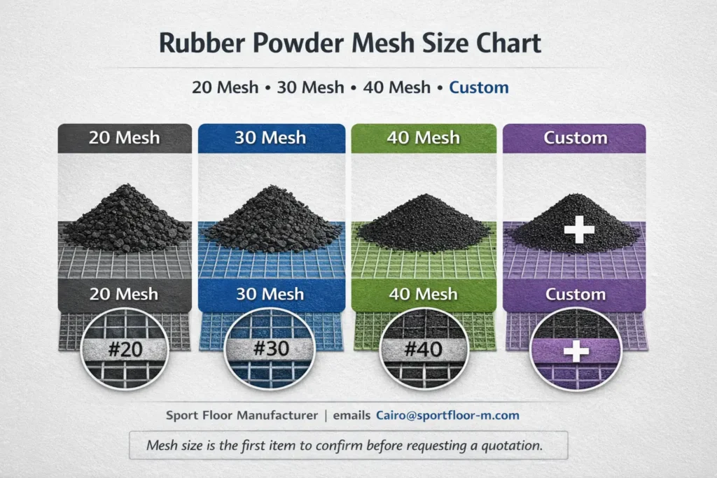 Rubber powder mesh size chart 20 mesh 30 mesh 40 mesh and custom grades